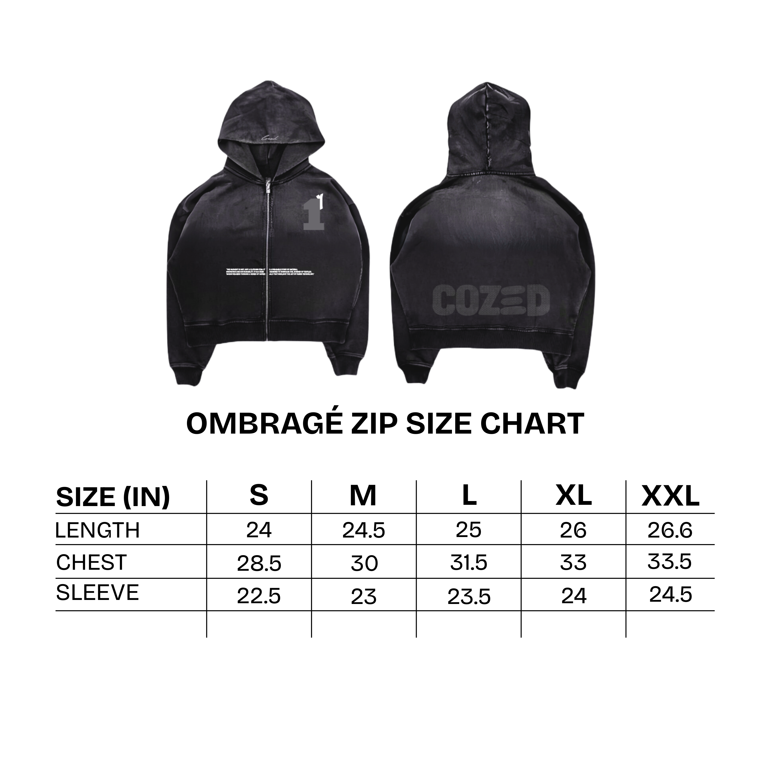 OMBRAGÉ ZIP UP - BLACK