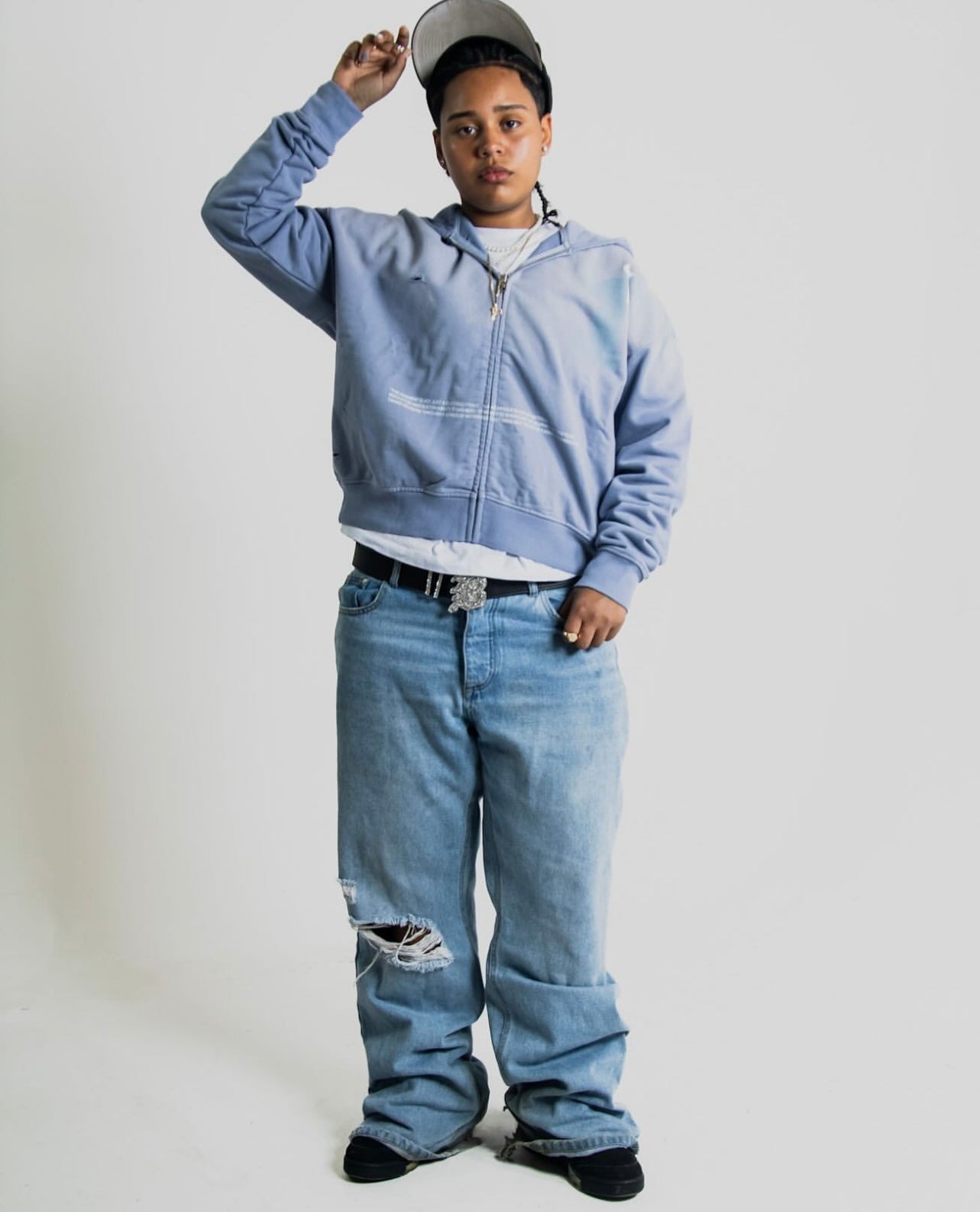 OMBRAGÉ ZIP UP - PASTEL BLUE